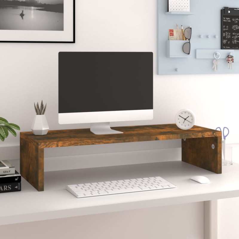 Supporto per Monitor Rovere Fumo 60x23,5x12cm Legno Multistrato Supporto per Monitor Rovere Fumo 60x23,5x12cm Legno Multistrato