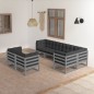 vidaXL Set Salotto Giardino 7 pz Cuscini Antracite Legno Massello Pino vidaXL Set Salotto Giardino 7 pz Cuscini Antracite Legno Massello Pino