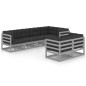 vidaXL Set Salotto Giardino 7 pz Cuscini Antracite Legno Massello Pino vidaXL Set Salotto Giardino 7 pz Cuscini Antracite Legno Massello Pino