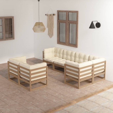 vidaXL Set Divani da Giardino 7 pz con Cuscini Legno Massello di Pino