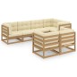 vidaXL Set Divani da Giardino 7 pz con Cuscini Legno Massello di Pino vidaXL Set Divani da Giardino 7 pz con Cuscini Legno Massello di Pino