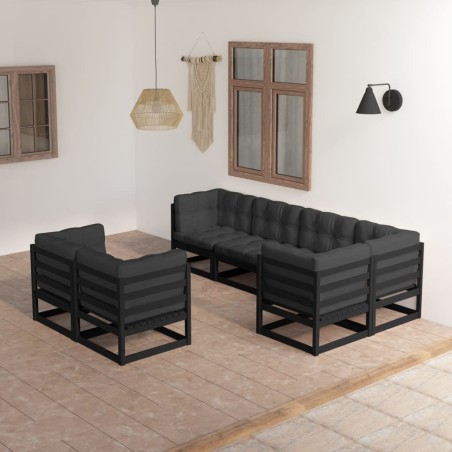 vidaXL Set Salotto Giardino 7 pz Cuscini Antracite Legno Massello Pino