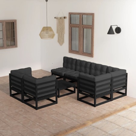 vidaXL Set Divani da Giardino 8 pz con Cuscini Legno Massello di Pino