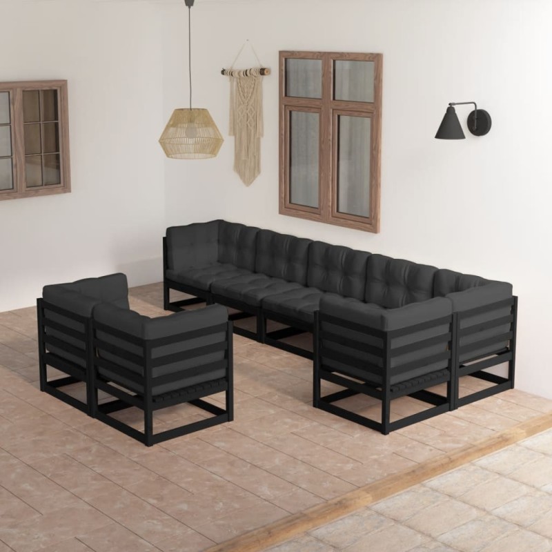 vidaXL Set Divani da Giardino 8 pz con Cuscini Legno Massello di Pino vidaXL Set Divani da Giardino 8 pz con Cuscini Legno Massello di Pino