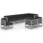 vidaXL Set Salotto Giardino 9 pz Cuscini Antracite Legno Massello Pino