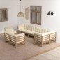 vidaXL Set Divani da Giardino 9 pz con Cuscini Legno Massello di Pino vidaXL Set Divani da Giardino 9 pz con Cuscini Legno Massello di Pino