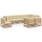 vidaXL Set Divani da Giardino 9 pz con Cuscini Legno Massello di Pino vidaXL Set Divani da Giardino 9 pz con Cuscini Legno Massello di Pino