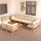 vidaXL Set Salotto Giardino 10pz con Cuscini in Legno Massello di Pino vidaXL Set Salotto Giardino 10pz con Cuscini in Legno Massello di Pino