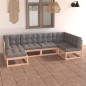 vidaXL Set Divani da Giardino 6 pz con Cuscini Legno Massello di Pino vidaXL Set Divani da Giardino 6 pz con Cuscini Legno Massello di Pino