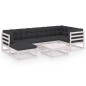 vidaXL Set Salotto Giardino 7 pz Cuscini Antracite Legno Massello Pino vidaXL Set Salotto Giardino 7 pz Cuscini Antracite Legno Massello Pino