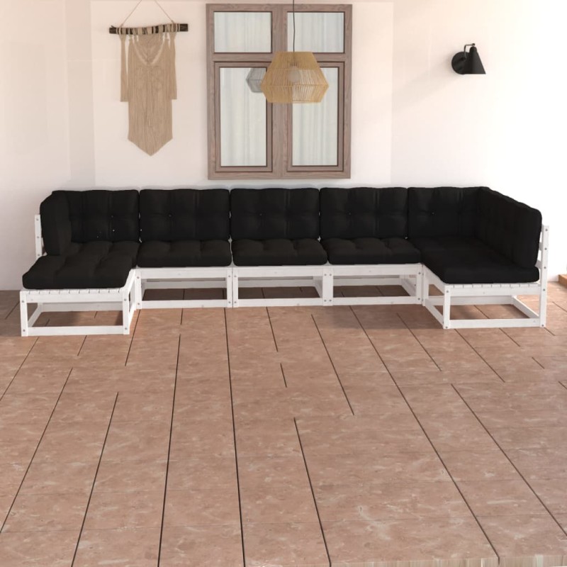 vidaXL Set Salotto Giardino 7 pz Cuscini Antracite Legno Massello Pino vidaXL Set Salotto Giardino 7 pz Cuscini Antracite Legno Massello Pino