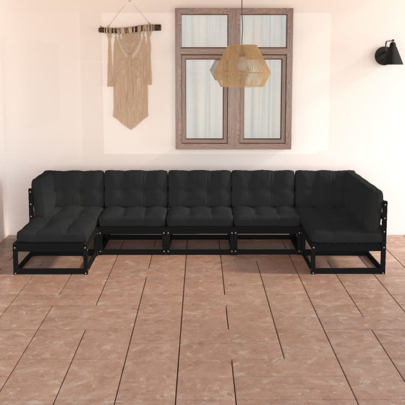 vidaXL Set Divani da Giardino 7 pz con Cuscini Legno Massello di Pino vidaXL Set Divani da Giardino 7 pz con Cuscini Legno Massello di Pino