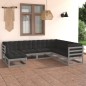 vidaXL Set Salotto Giardino 7 pz Cuscini Antracite Legno Massello Pino vidaXL Set Salotto Giardino 7 pz Cuscini Antracite Legno Massello Pino