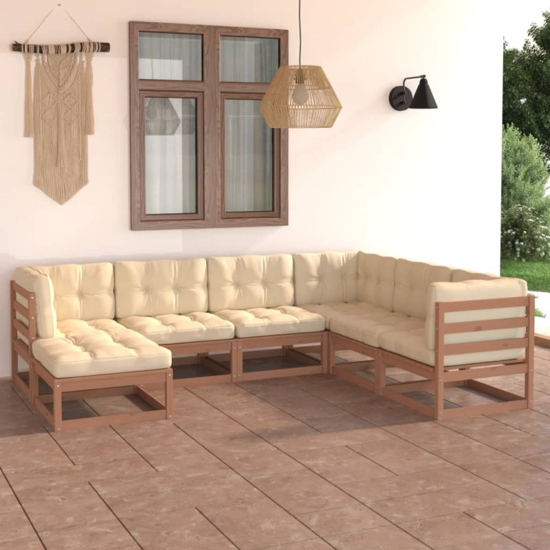 vidaXL Set Divani da Giardino 7 pz con Cuscini Legno Massello di Pino