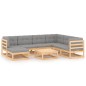 vidaXL Set Divani da Giardino 8 pz con Cuscini Legno Massello di Pino vidaXL Set Divani da Giardino 8 pz con Cuscini Legno Massello di Pino