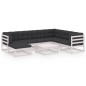 vidaXL Set Divani da Giardino 8 pz con Cuscini Legno Massello di Pino vidaXL Set Divani da Giardino 8 pz con Cuscini Legno Massello di Pino