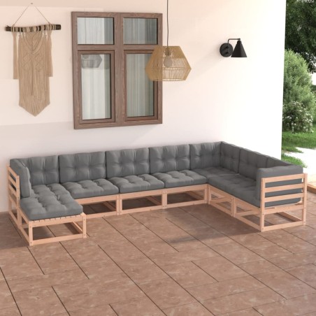 vidaXL Set Salotto Giardino 8 pz Cuscini Antracite Legno Massello Pino