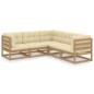 vidaXL Set Divani Giardino 5 pz con Cuscini in Legno Massello di Pino