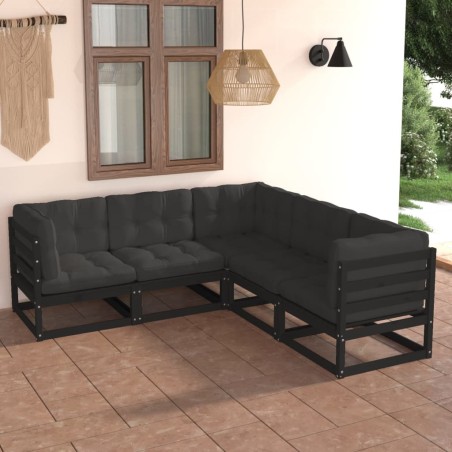 vidaXL Set Divani da Giardino 5 pz con Cuscini Legno Massello di Pino