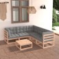 vidaXL Set Divani Giardino 6 pz con Cuscini in Legno Massello di Pino vidaXL Set Divani Giardino 6 pz con Cuscini in Legno Massello di Pino
