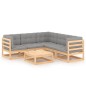 vidaXL Set Divani Giardino 6 pz con Cuscini in Legno Massello di Pino vidaXL Set Divani Giardino 6 pz con Cuscini in Legno Massello di Pino