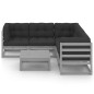 vidaXL Set Divani da Giardino 6 pz con Cuscini Legno Massello Pino vidaXL Set Divani da Giardino 6 pz con Cuscini Legno Massello Pino
