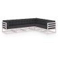 vidaXL Set Divani Giardino 6 pz con Cuscini in Legno Massello di Pino vidaXL Set Divani Giardino 6 pz con Cuscini in Legno Massello di Pino