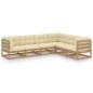 vidaXL Set Divani Giardino 6 pz con Cuscini in Legno Massello di Pino vidaXL Set Divani Giardino 6 pz con Cuscini in Legno Massello di Pino