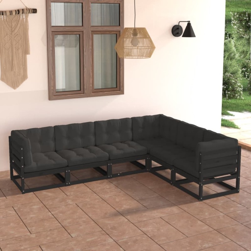 vidaXL Set Divani da Giardino 6 pz con Cuscini Legno Massello di Pino vidaXL Set Divani da Giardino 6 pz con Cuscini Legno Massello di Pino
