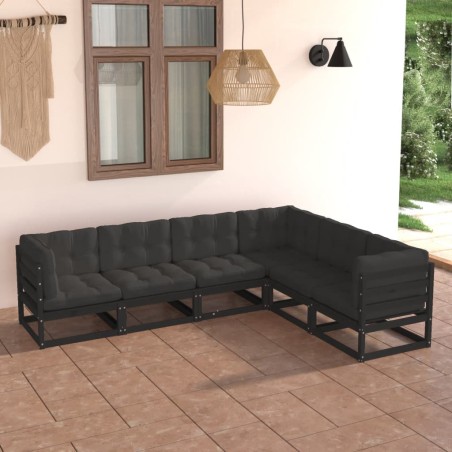 vidaXL Set Divani da Giardino 6 pz con Cuscini Legno Massello di Pino