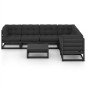 vidaXL Set Divani da Giardino 7 pz con Cuscini Massello di Pino Nero vidaXL Set Divani da Giardino 7 pz con Cuscini Massello di Pino Nero