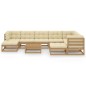 vidaXL Set Salotto Giardino e Cuscini 10 pz Legno Massello Pino Ambra