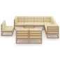 vidaXL Set Divani da Giardino 10 pz Cuscini Miele in Massello di Pino
