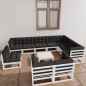 vidaXL Set Divani da Giardino 11pz con Cuscini Massello di Pino Bianco vidaXL Set Divani da Giardino 11pz con Cuscini Massello di Pino Bianco