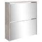 Scarpiera con Specchio a 2 Livelli Grigio cemento 63x17x67 cm Scarpiera con Specchio a 2 Livelli Grigio cemento 63x17x67 cm
