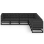 vidaXL Set Divani da Giardino 7 pz con Cuscini Massello di Pino Nero vidaXL Set Divani da Giardino 7 pz con Cuscini Massello di Pino Nero
