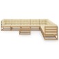 vidaXL Set Divani da Giardino 10 pz Cuscini Miele in Massello di Pino vidaXL Set Divani da Giardino 10 pz Cuscini Miele in Massello di Pino