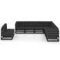 vidaXL Set Divani da Giardino 9 pz con Cuscini Massello di Pino Nero vidaXL Set Divani da Giardino 9 pz con Cuscini Massello di Pino Nero