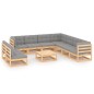 vidaXL Set Divani da Giardino 10 pz con Cuscini Legno Massello di Pino vidaXL Set Divani da Giardino 10 pz con Cuscini Legno Massello di Pino