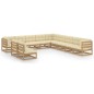 vidaXL Set Divani Giardino 11pz Cuscini Marrone Miele in Pino Massello vidaXL Set Divani Giardino 11pz Cuscini Marrone Miele in Pino Massello