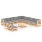 vidaXL Set Divani Giardino 12 pz con Cuscini in Legno Massello di Pino vidaXL Set Divani Giardino 12 pz con Cuscini in Legno Massello di Pino