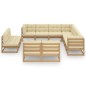 vidaXL Set Divani Giardino 11pz Cuscini Marrone Miele in Pino Massello