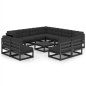 vidaXL Set Divani da Giardino 12 pz con Cuscini Massello di Pino Nero vidaXL Set Divani da Giardino 12 pz con Cuscini Massello di Pino Nero