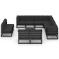 vidaXL Set Divani da Giardino 12 pz con Cuscini Massello di Pino Nero vidaXL Set Divani da Giardino 12 pz con Cuscini Massello di Pino Nero