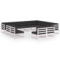 vidaXL Set Divani da Giardino 12 pz Cuscini Bianchi Massello di Pino vidaXL Set Divani da Giardino 12 pz Cuscini Bianchi Massello di Pino