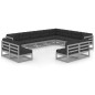 vidaXL Set Divani da Giardino 12pz con Cuscini Grigio Massello di Pino vidaXL Set Divani da Giardino 12pz con Cuscini Grigio Massello di Pino