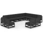 vidaXL Set Divani da Giardino 12 pz con Cuscini Massello di Pino Nero vidaXL Set Divani da Giardino 12 pz con Cuscini Massello di Pino Nero