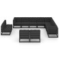 vidaXL Set Divani da Giardino 12 pz con Cuscini Massello di Pino Nero vidaXL Set Divani da Giardino 12 pz con Cuscini Massello di Pino Nero