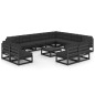 vidaXL Set Divani da Giardino 13 pz con Cuscini Massello di Pino Nero vidaXL Set Divani da Giardino 13 pz con Cuscini Massello di Pino Nero