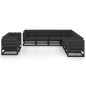 vidaXL Set Divani da Giardino 9 pz con Cuscini Massello di Pino Nero vidaXL Set Divani da Giardino 9 pz con Cuscini Massello di Pino Nero